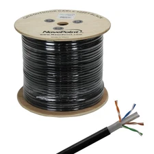 CAT6 500FT UTP Solid Copper Outdoor Direct Burial LDPE Ethernet 23AWG Black