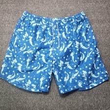 Peter Millar Siren Mermaid Waves Men's Swim Trunks Shorts Waist XL 38"- 40" Blue