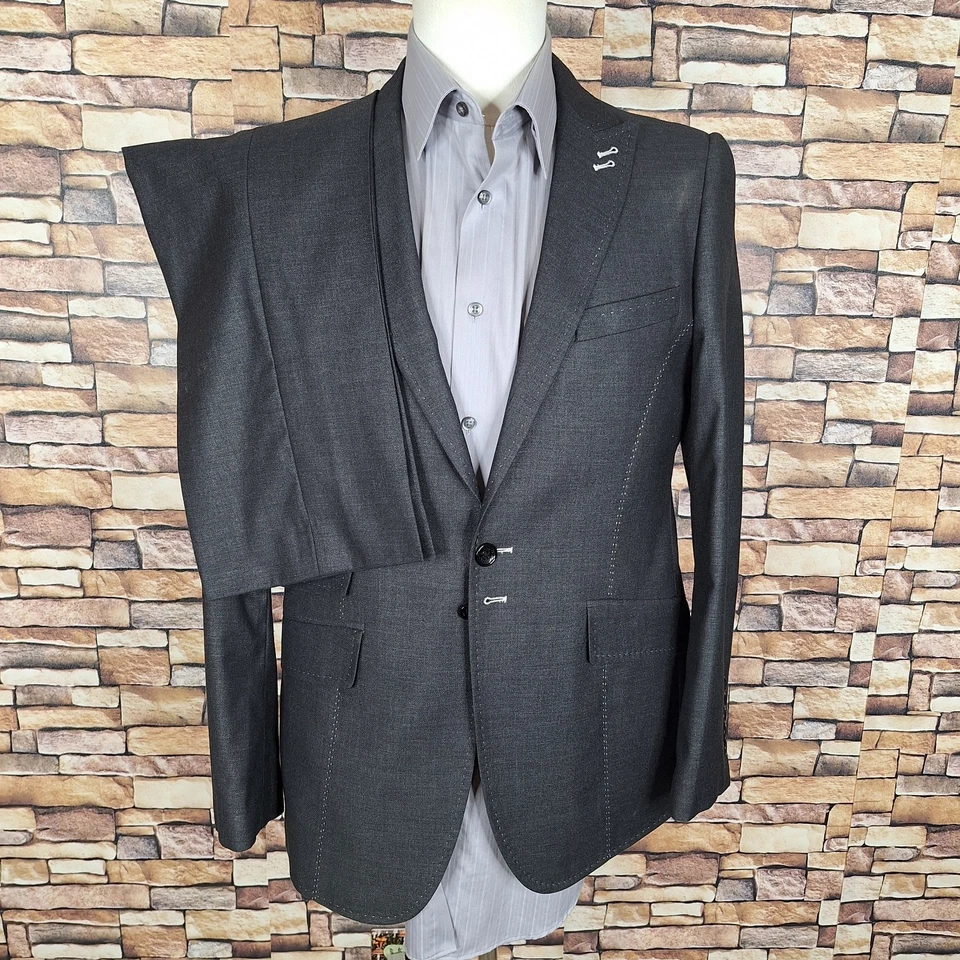 Angelino 2 件套男式 36R 30X29 灰色 Peak Western 双通风 — 第 2/4 张图片