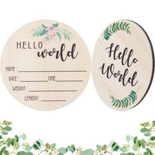 Baby Announcement Sign for Newborn Birth Wooden Hello World Name Sign for Hos...