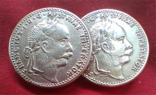 AUSTRIAN 1914 1 Ducat FRANZ JOSEPH I 2 x Gold Coin Brooch 2 Head IMPERIAL EAGLE