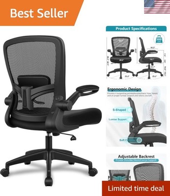 Ergonomic Mesh Office Chair with Adjustable Lumbar Support & Flip-up Armrests