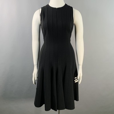 AKRIS Größe 10 Schwarz Wollmischung Reißverschluss Knielang Ärmellos Tulpe Kleid