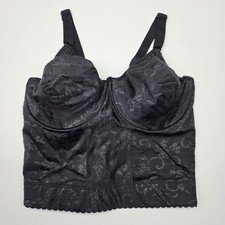 Vintage Bali Longline Bustier Corset Bra Black Shapewear Women's Size 38D 3942