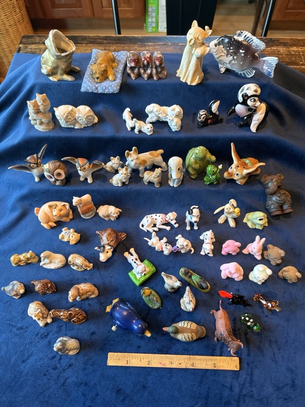 Huge Miniature Trinket Lot Vintage Wade Whimsies Dollhouse Shadow Box Figurines