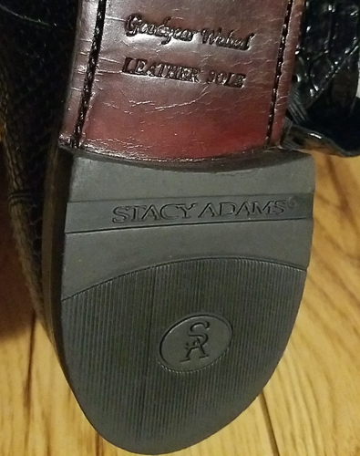 ZAPATO STACY-ADAMS HOMBRE TALLA 14 MADISON ANACONDA ESTAMPADO CUERO NEGRO 00055 USADO - Imagen 8 de 10