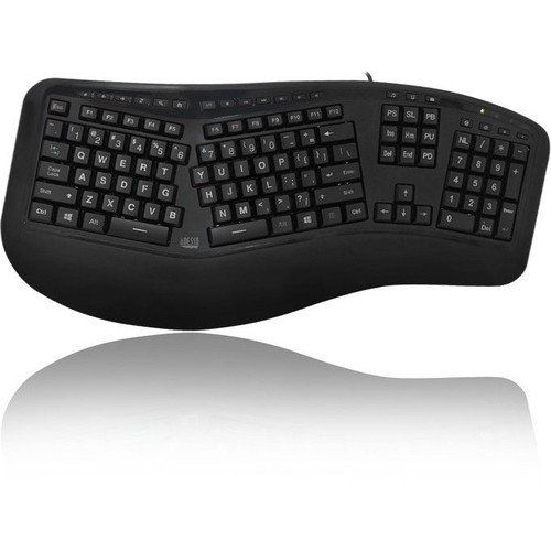 Adesso Tru-form 150 - 3-color Illuminated Ergonomic Keyboard - Cable - Black - - Picture 11 of 11