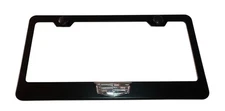 3D Cadillac Crest Emblem Stainless Steel Matte Black License Plate Frame W/ Caps
