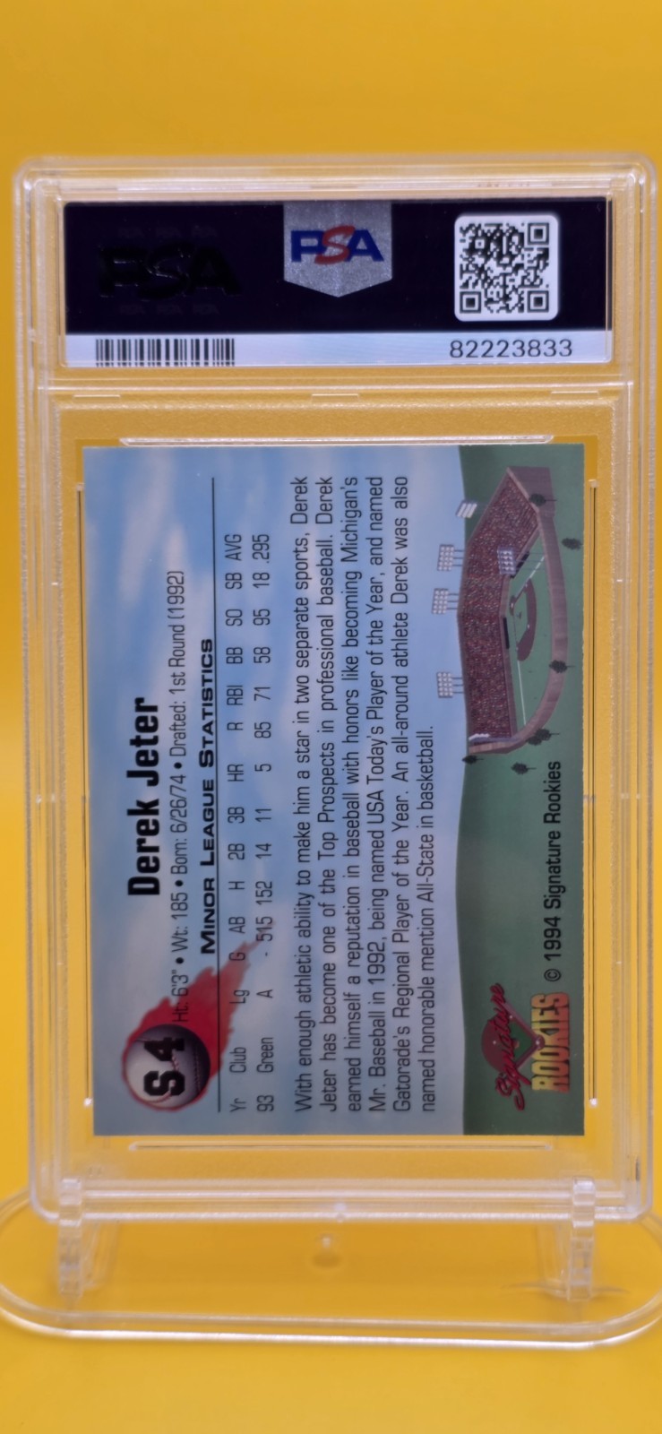 ⚾️PSA 9 - 1994 Signature Rookies - Hottest Prospects Derek Jeter #S4 - 1 of 3000 view 2