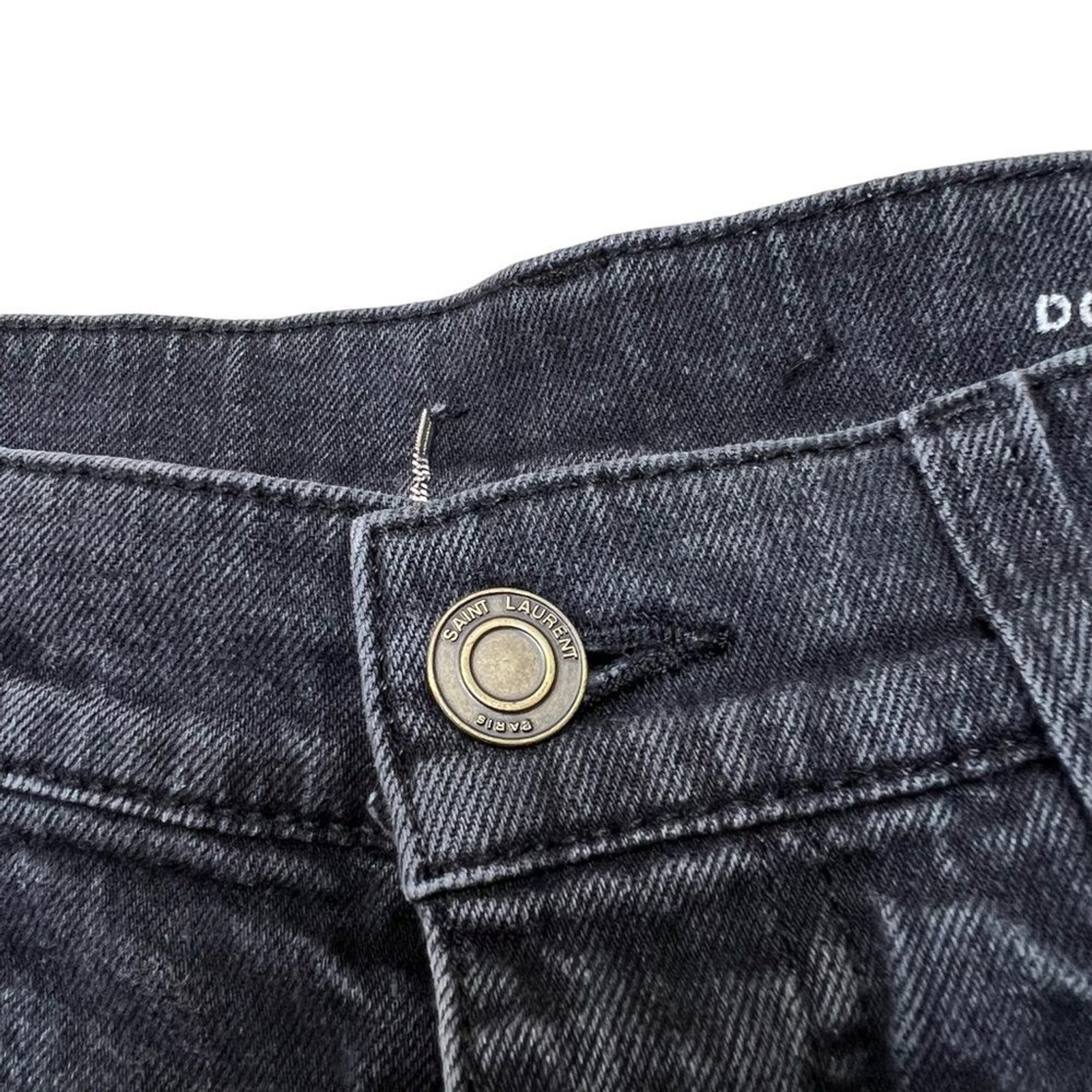 Jeans Saint Laurent Paris uomo D01 M SK MW denim nero sbiadito orlo sfilacciato taglia 30