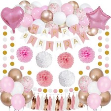 Happy Birthday Party Decor Balloons Garland Baby Shower Pink Balloons Arch Kit