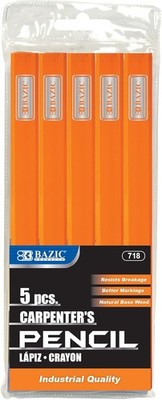 Bazic Products 5ct/Pack Wood Pencil Carpenter's Pencils Jumbo Oval Shape Pencils