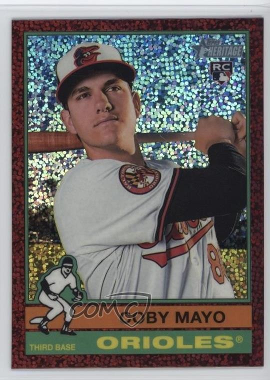 2025 Topps Heritage Chrome Burgundy Sparkle Refractor Coby Mayo #340 11ks