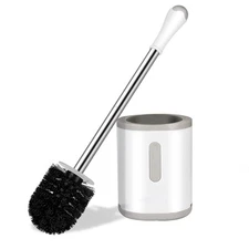 AONEZ Compact Toilet Brush Holder Stainless Steel Handle Space Saving Storage