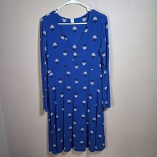 Old Navy Women's Blue White Floral Long Sleeve Swing A-line Dress;  Size L