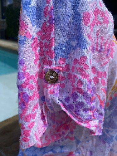 Lilly Pulitzer rosa Leinen Rollärmel T-Shirt Top S Small - Bild 3 von 6