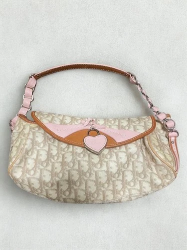 Christian Dior Trotter Romantic Handbag PVC Flap Heart Cadena Charm Authentic