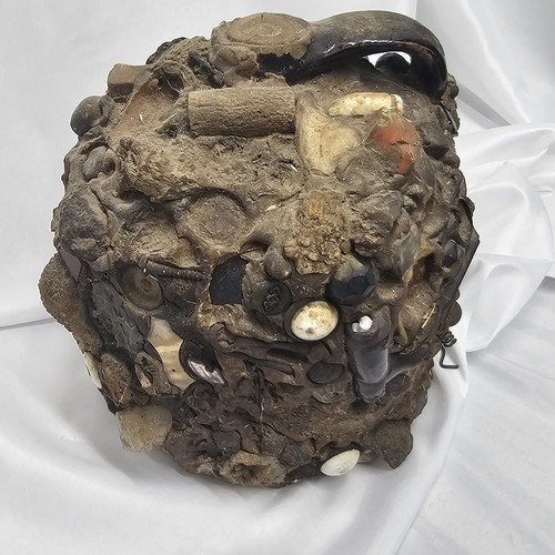 Antique 1891 Folk Art Memory Jug / Spirit Jar Stoneware Mixed Media By Florenc - Picture 4 of 9