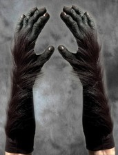 Gorilla Great Ape Hands Scary Monkey Adult Latex Fur Halloween Costume Gloves