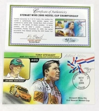 Bevil HP Tony Stewart Joe Gibbs 2005 Nascar Nextel Cup Champ FDC Event Cover Blu
