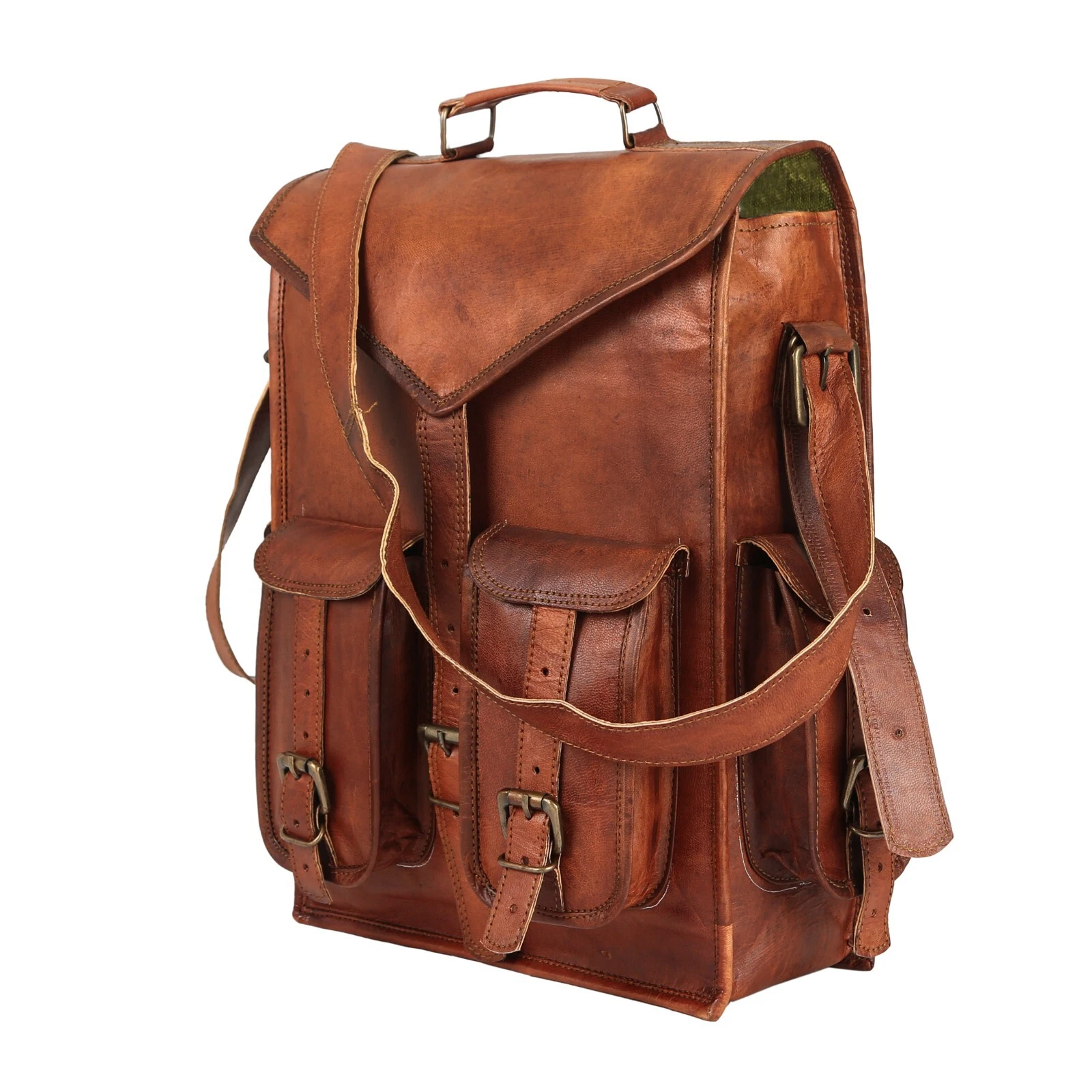 Convertible Leather Backpack Genuine Rucksack Laptop Office, School &college bag