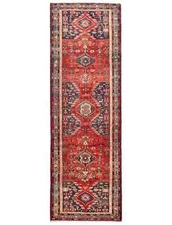 Semi-Antique Tribal Oriental Rug Red Floral Style Hallway Kitchen Carpet 4X10 ft