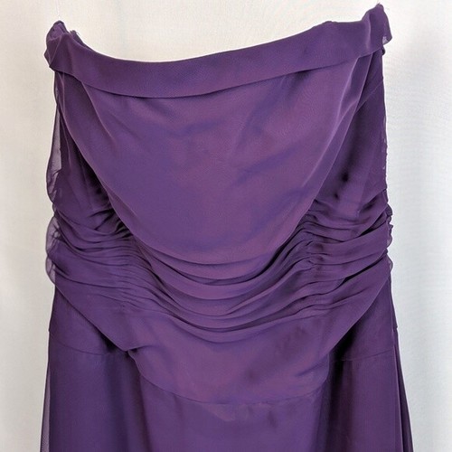 Abito da festa formale Eden Maids melanzana viola senza spalline increspato donna 20 W - Foto 2 di 4