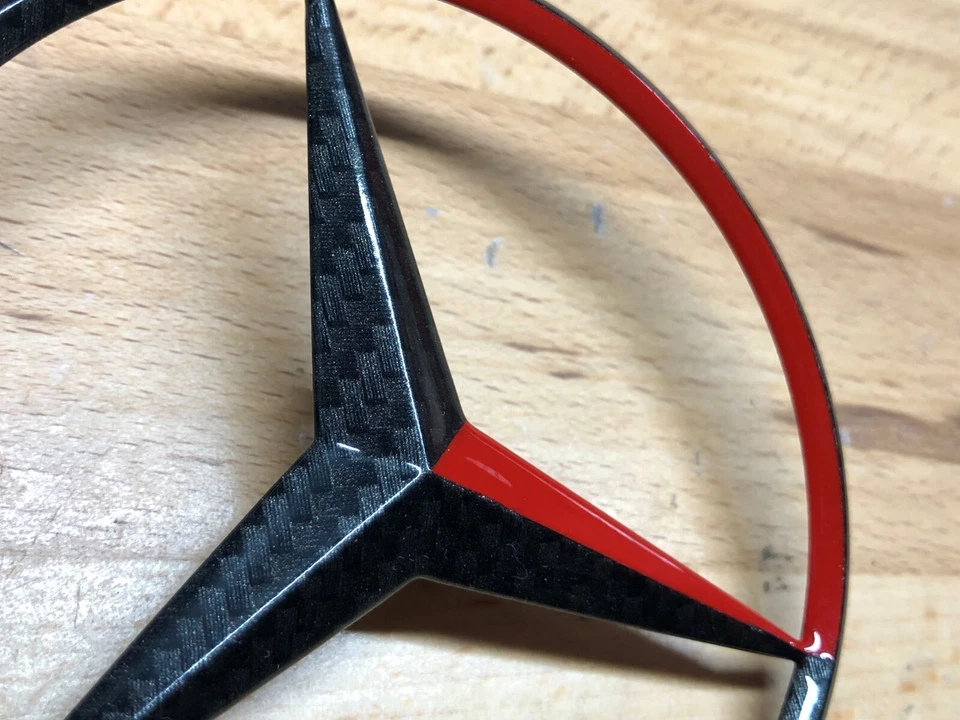 Mercedes-Benz S-класса красный и черный из углеродного волокна OEM задний багажник звезда эмблема CL - Изображение 2 из 4