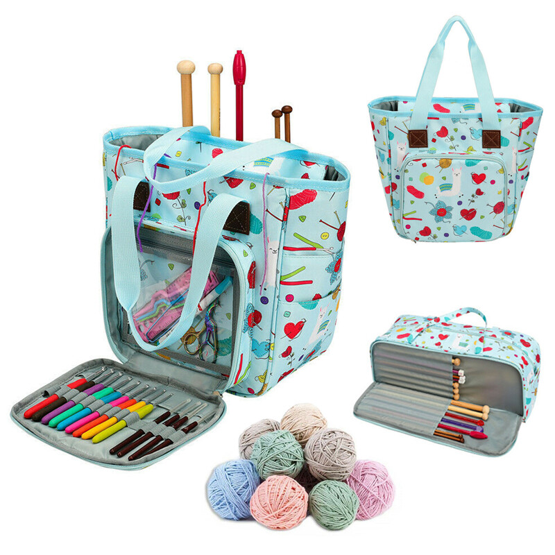 Large Portable Yarn Storage Bag Knitting Crochet Tote Organizer Holder ...