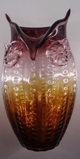 Authentic Murano Owl Vase Large Art Glass Color Striation MCM