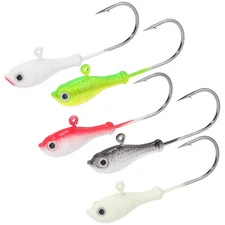 Dr.Fish 5pcs Bucktail Jig Heads Hook Lead 1/0oz-1oz Fishing Lures 4/0 6/0 Sea