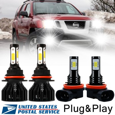 For Nissan Xterra 2005-2015 4Pcs High&Low Beam LED Headlight Fog Light