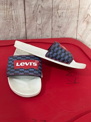 Levi s Slide Sandals Summer Beach Shoes White / Blue 