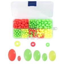 Dr.Fish 500pcs Fishing Glowing Beads Oval Luminous Plastic Mix Color Tackle