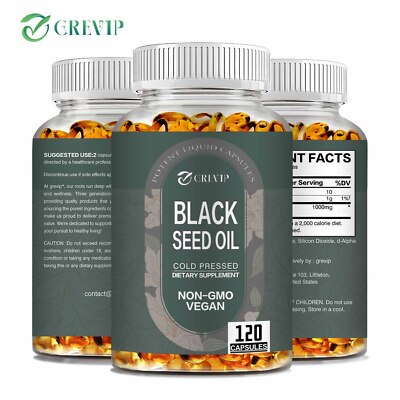 Black Seed Oil 1000mg - 100% Pure Organic COLD PRESSED Cumin Nigella Sativa