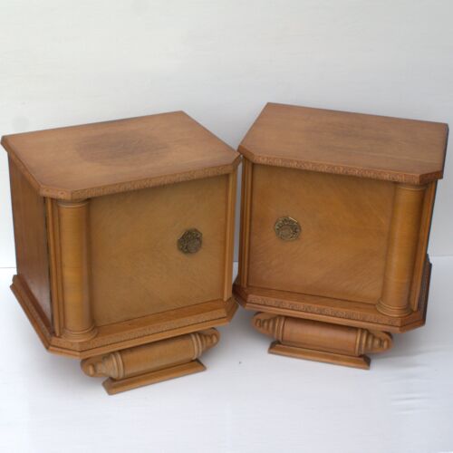 Antique 2 Art Deco Bedside Tables nightstands vanity end tables 1940's home deco - Picture 4 of 19