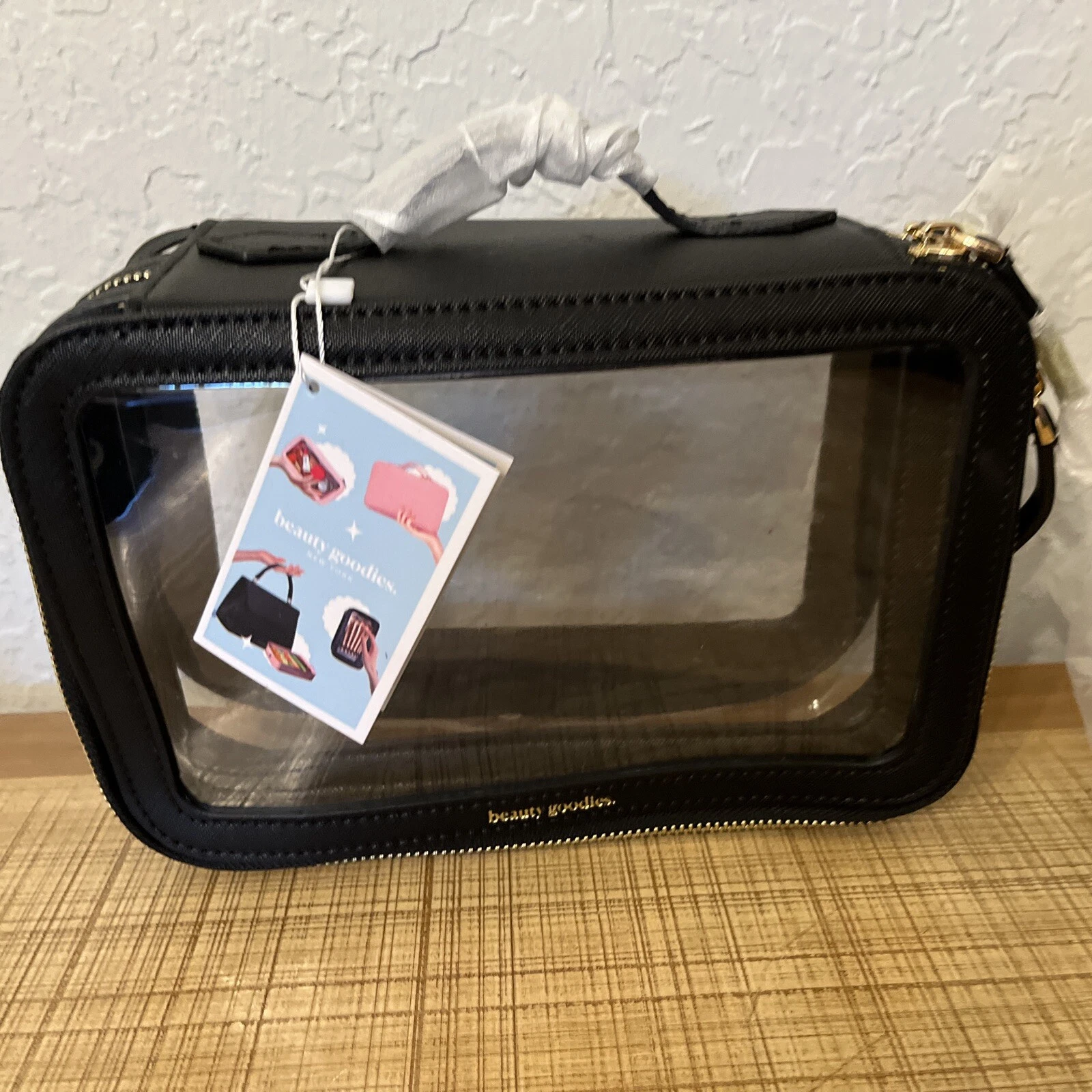 Cosmetic Bag Clear Makeup Travel Makeup Bag Black/Clear 9" X 7" NEW
