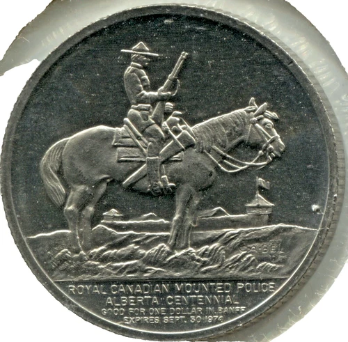 1974 BANFF ALBERTA CENTENNIAL CANADA - FESTIVALE DOLLAR - INDIAN DAYS - EC 6662