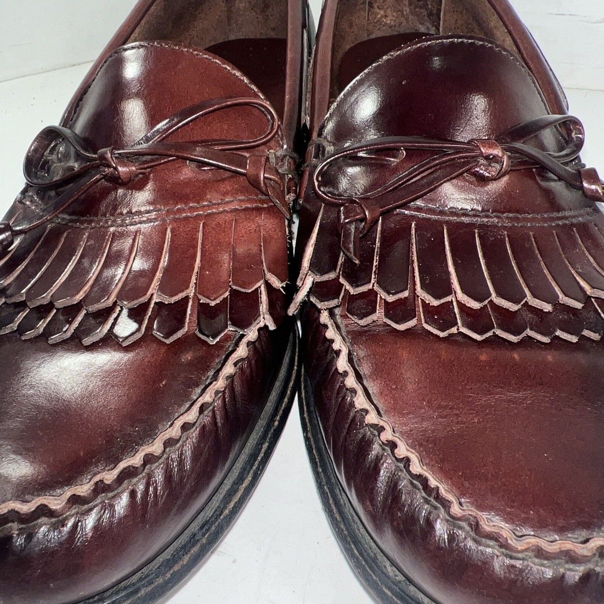 Bass Weejuns Men Brown Leather Loafer Kiltie Tie Slip On 