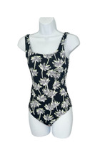 M S COLLECTION LIME MIX PRINTED SCOOP NECK SWIMSUIT