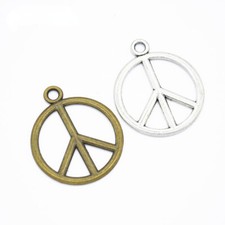 35 29MM Alloy Charm Pendant peace symbol Two Size DIY Crafts 45pcs