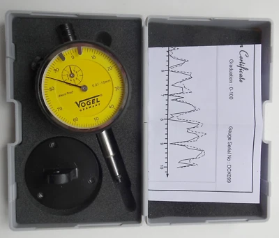 Vogel Messuhr mit Zertifikat 0-10 / 0,01mm konstruktiv Stoßgeschützt, € 27 +MWSt