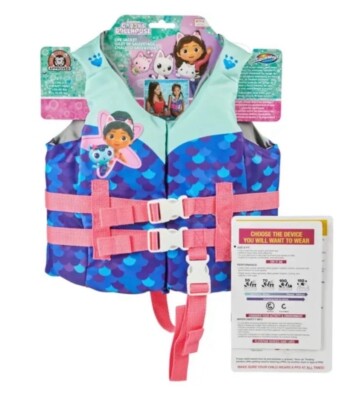 Swimways Gabby's Dollhouse Life Jacket, 33/55 Lbs, PFD Adjustable