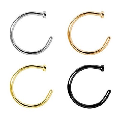 Wholesale Lot 4 Pack 22 Gauge Nose Hoop Rngs Anodized Surgical Steel All Colors