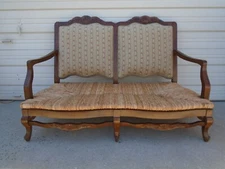 French Settee Bench Loveseat Rush Seat Victorian Regency Louis XVII Parlor Boho