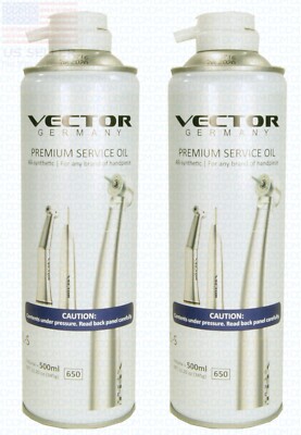 2 x Vector Premium Dental Handpiece Lubricant Spray All Synthetic Oil #VL-S