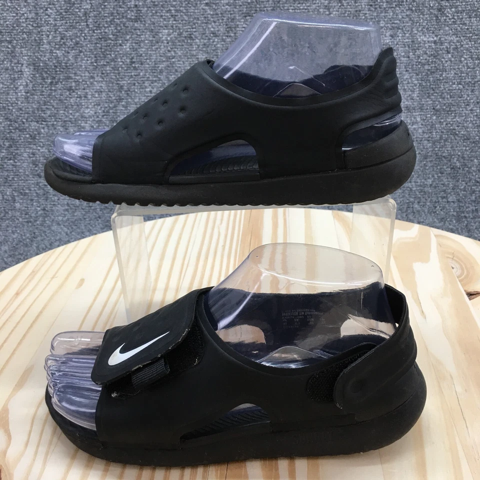 Nike Sandals Youth 3 Boys Sunray Adjust 5 V2 Backstrap Flats Black Fabric Casual - Image 2 of 4