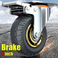 1~4X Heavy Duty Industrial Rubber Castor Wheels 100mm Trolley Caster Swivel Ball