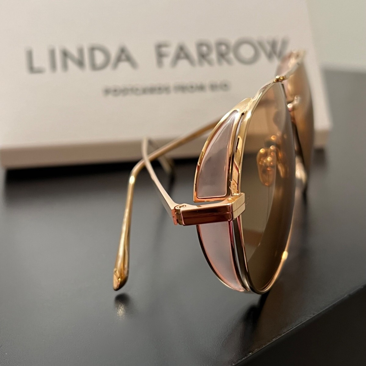 NEW Linda Farrow Alessandra Ambrosio 792 ELGIN Pilot Gold Designer