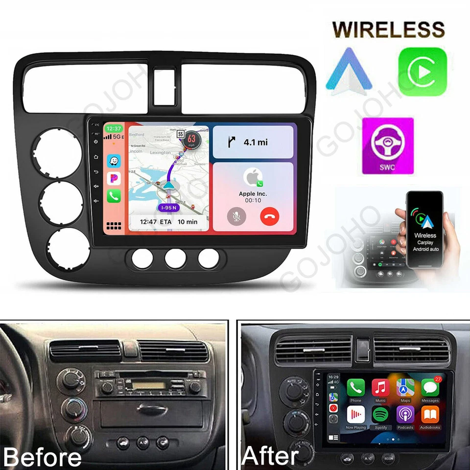 64GB For 2000-2007 Honda Civic Apple CarPlay Android 13 Car Stereo BT Navi Radio - Image 3 of 4